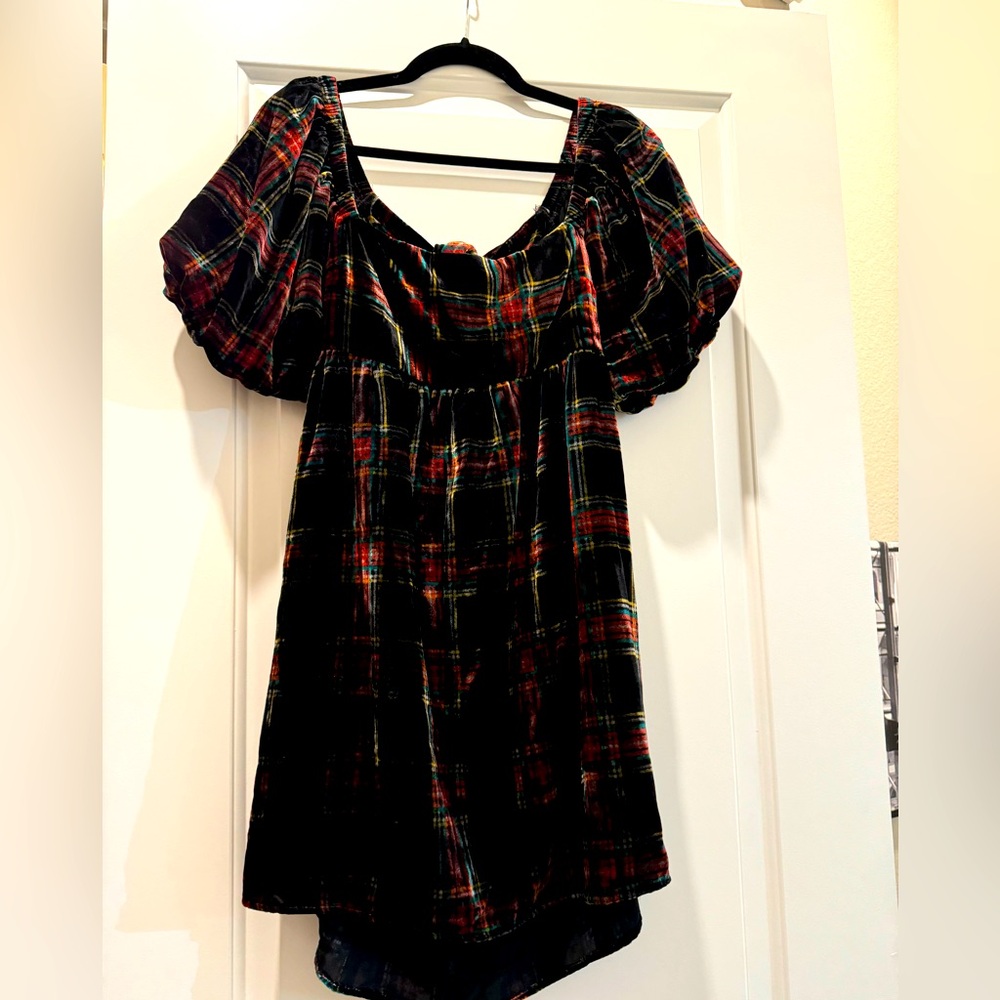 Plaid Puff Sleeve Dress